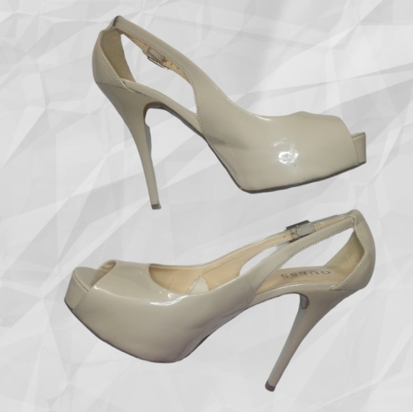 GUESS Peep Toe Heels Nude Patent 8 - Picture 5 of 12